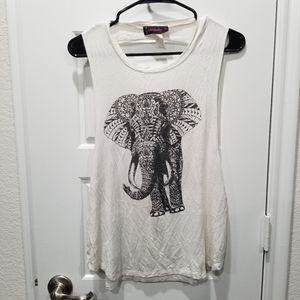 Annabelle Elephant Tank Top Women Muscle Tees Shirt Size M Back cut
